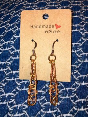 Hand crafted copper wire weave earrings